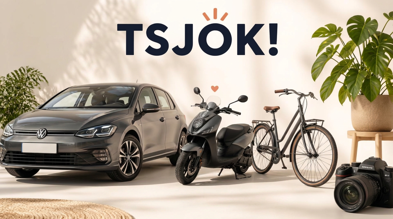 Spullen op TSJOK! — auto, scooter, fiets, camera en plant